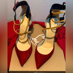 Christian Louboutin suede color block strappy heel. Size 41.5 (10.5 US)